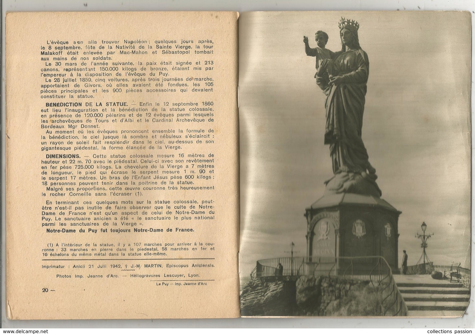 Régionalisme , Auvergne ,NOTRE DAME DU PUY , 37 Pages Dont 17 Pages De Photos,1942 ,  4 Scans , Frais Fr 2.85 E - Auvergne