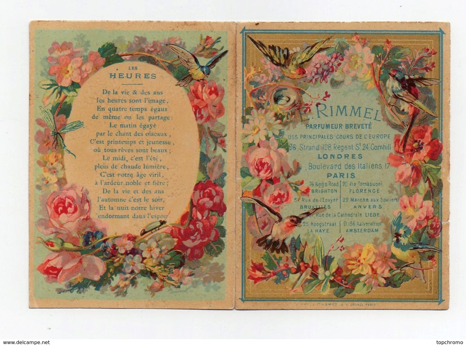 CHROMO Calendrier Rimmel Parfumeur 1875 En 2 Morceaux - Tamaño Pequeño : ...-1900