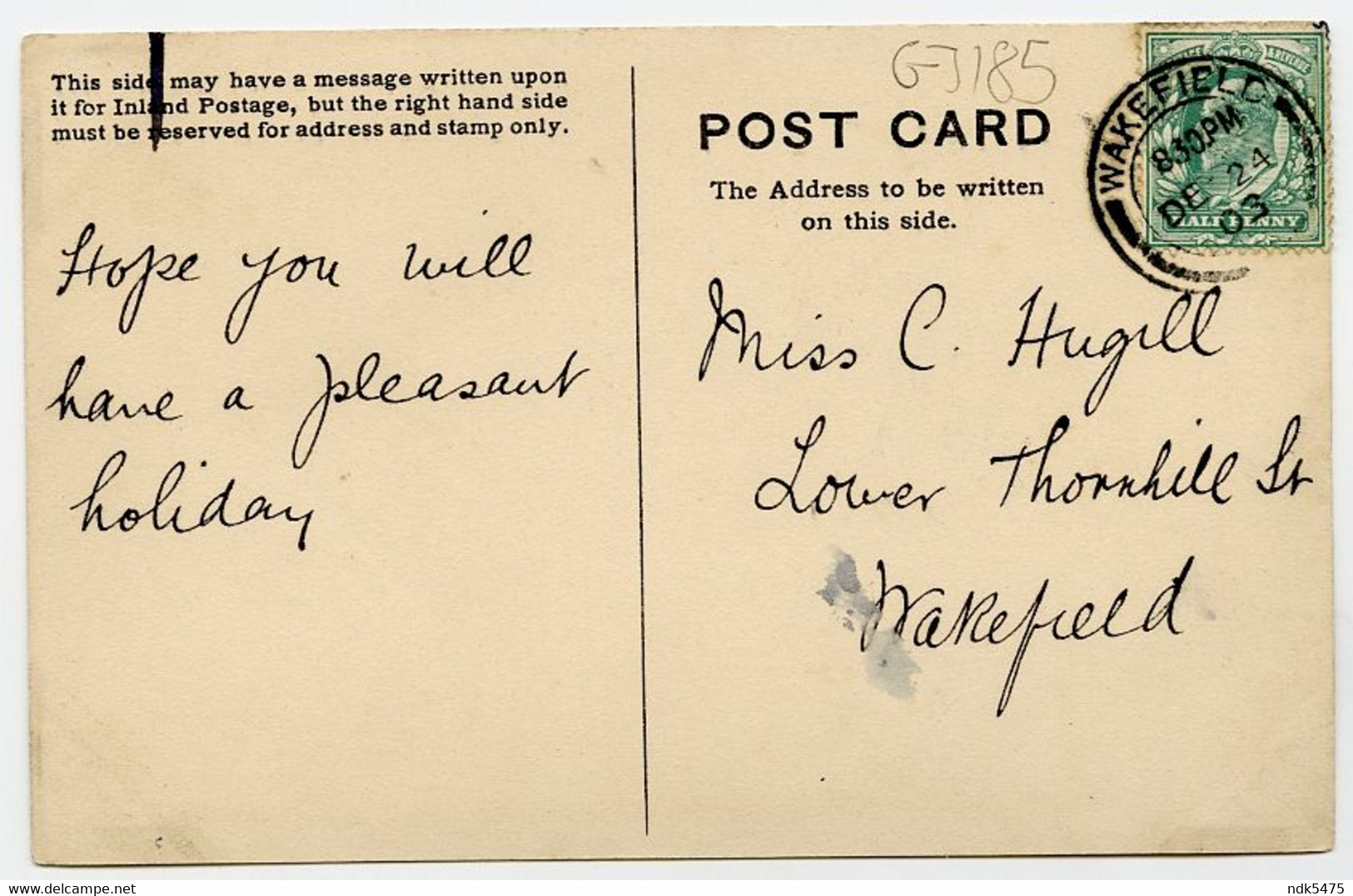 MY BEST XMAS WISHES / ADDRESS - WAKEFIELD, LOWER THORNHILL STREET (HUGILL) - Other & Unclassified