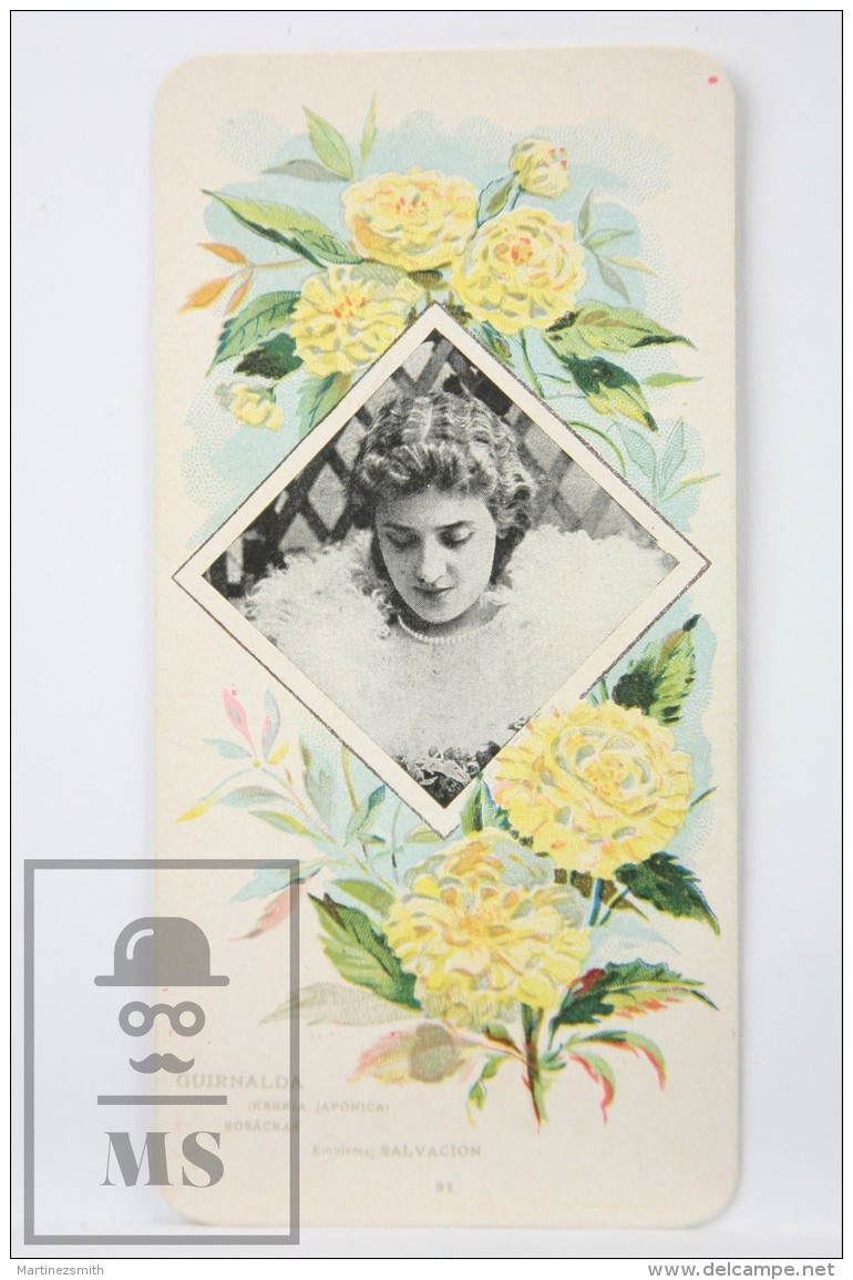 Old Modernist Trading Card / Chromo Flower - Kerria Japonica &amp; Model - Jaime Boix N&ordm; 91 - Otros & Sin Clasificación