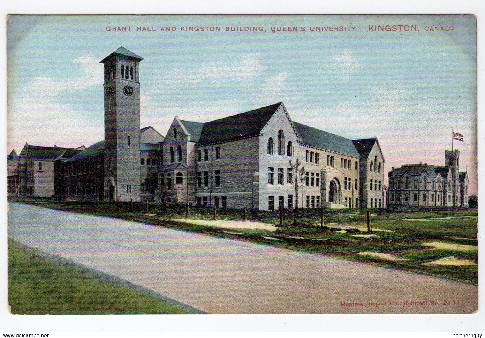 KINGSTON, Ontario, Canada, Grant Hall & Kingston Bldg, Queen's University, Pre-1920 Postcard, Frontenac County - Kingston