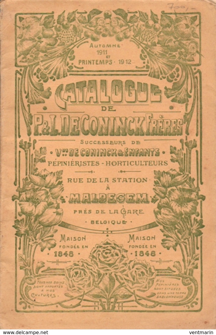 Catalogue 1911-1912 P&L De Coninck Frères Pépinièristes-Horticulteurs Maldegem Belgique - Jardinería