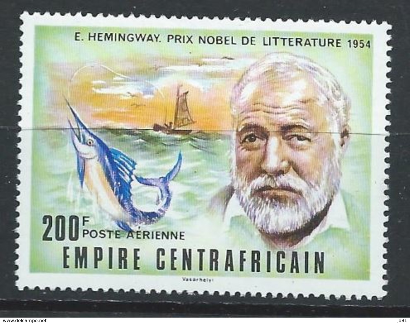 Centrafrique YT PA 156 XX / MNH Bateau Ship Espadon Hemingway Nobel - Zentralafrik. Republik