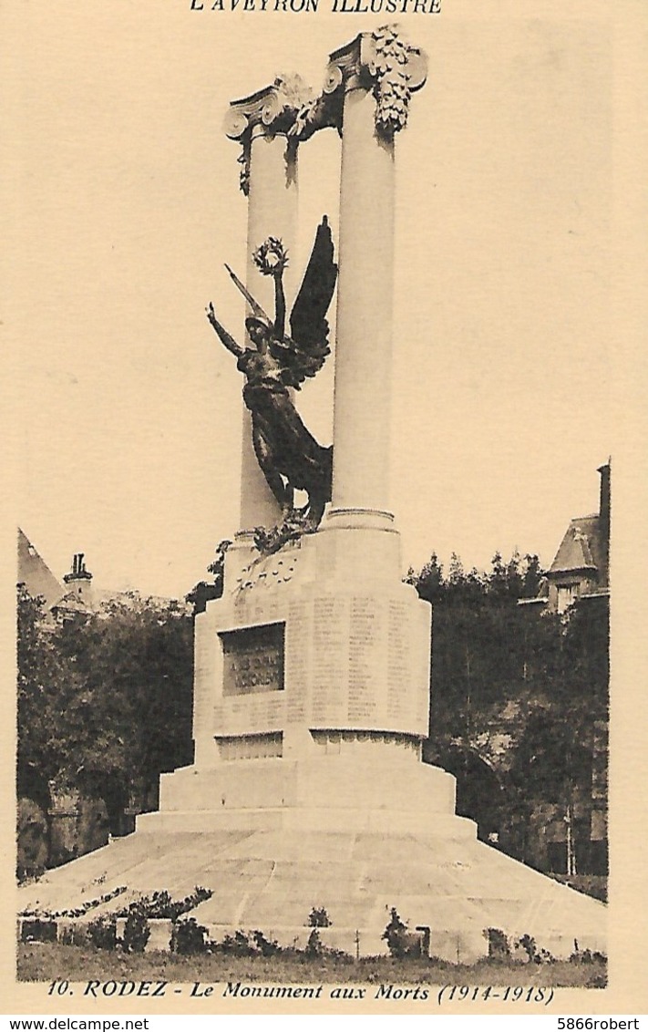 CARTE POSTALE ORIGINALE ANCIENNE : RODEZ  LE MONUMENT AUX MORTS POUR LA PATRIE AVEYRON (12) - War Memorials