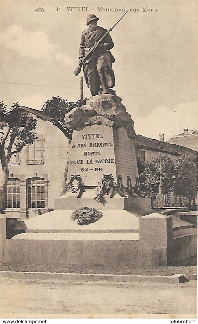 CARTE POSTALE ORIGINALE ANCIENNE : VITTEL LE MONUMENT AUX MORTS POUR LA PATRIE VOSGES (88) - Monuments Aux Morts