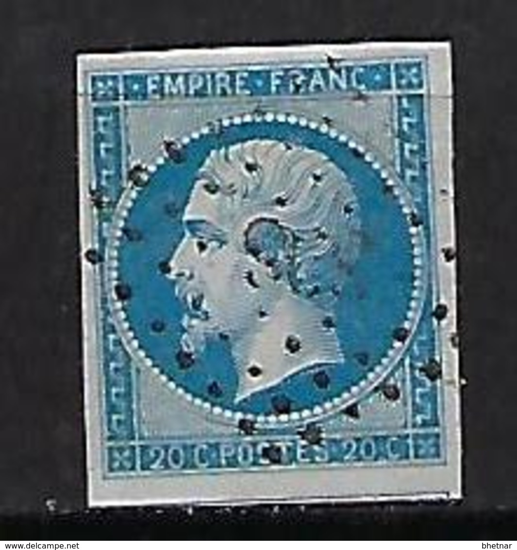 FR YT 14B " Napoléon III 20c. Bleu " 1860 PC 898 COGNAC - 1853-1860 Napoleon III