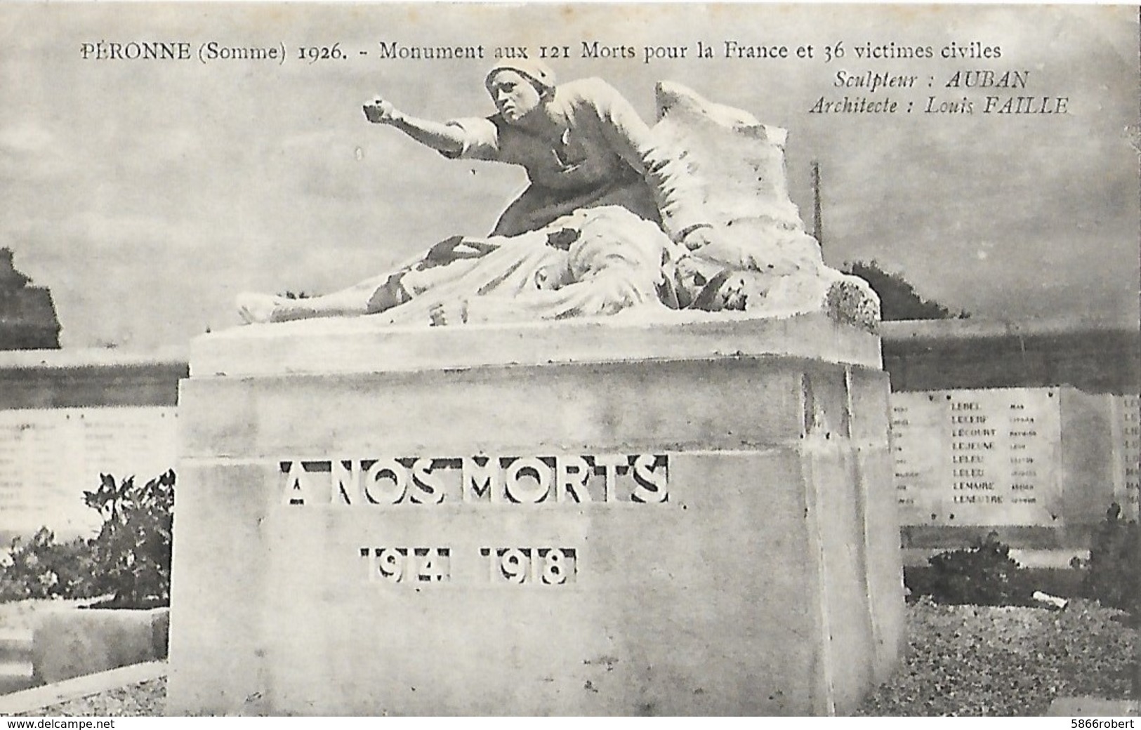 CARTE POSTALE ORIGINALE ANCIENNE : PERONNE LE MONUMENT AUX MORTS POUR LA PATRIE SOMME (80) - Kriegerdenkmal