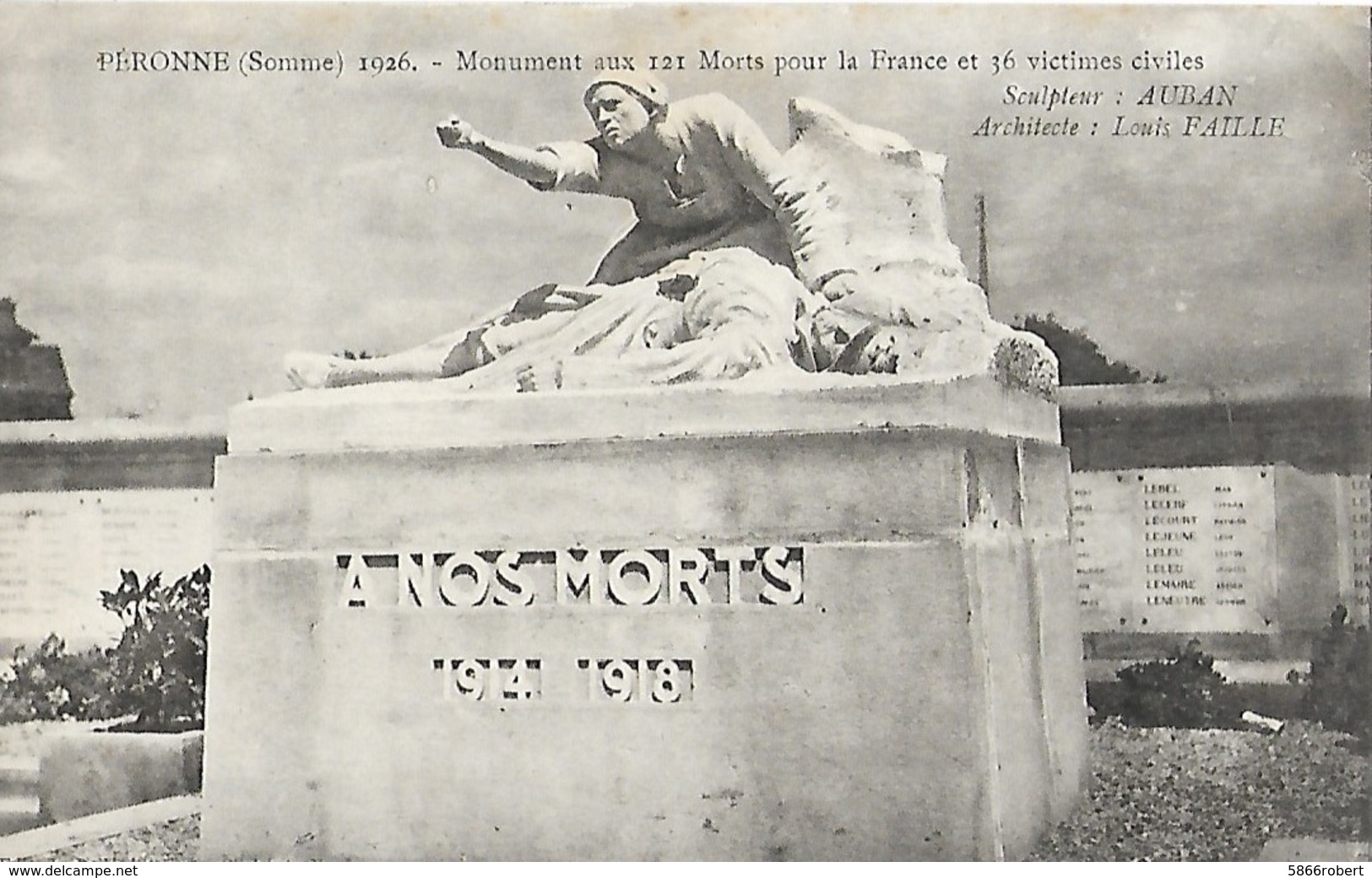 CARTE POSTALE ORIGINALE ANCIENNE : PERONNE LE MONUMENT AUX MORTS POUR LA PATRIE SOMME (80) - War Memorials