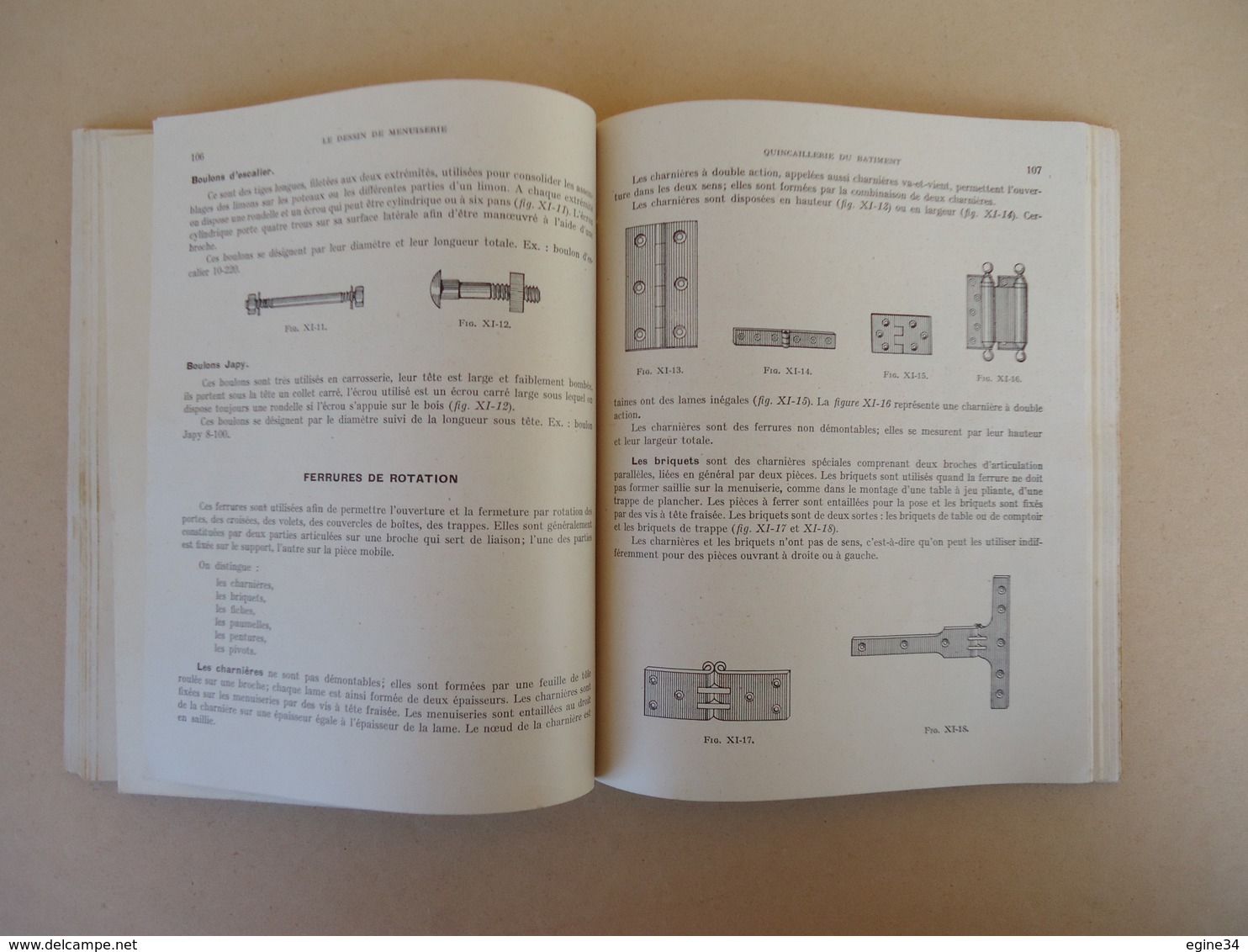 Bibliothèque de l'Enseignement Technique - A. Bernard - Le Dessin de Menuiserie - 2 volumes - 1959