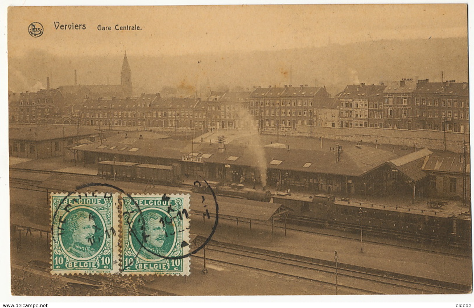 Verviers Gare Centrale Station Nels P. Used H. Marcowitz Deltiology Postcard Club To Guantanamo Cuba - Verviers