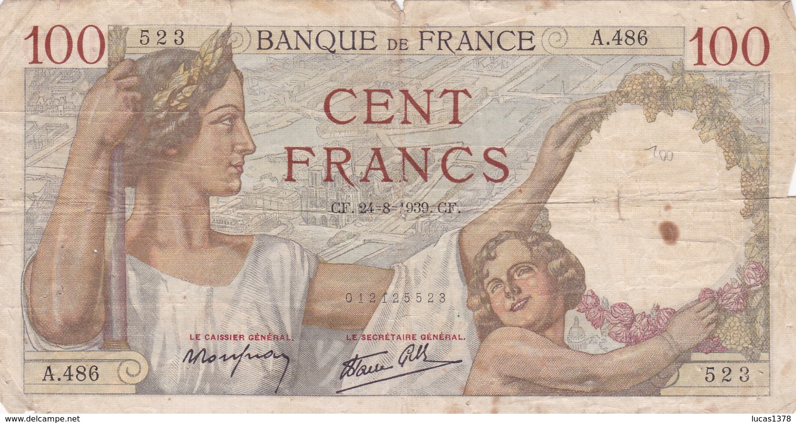 Billet De 100 Francs Type Sully - 24/08/1939 - 100 F 1939-1942 ''Sully''