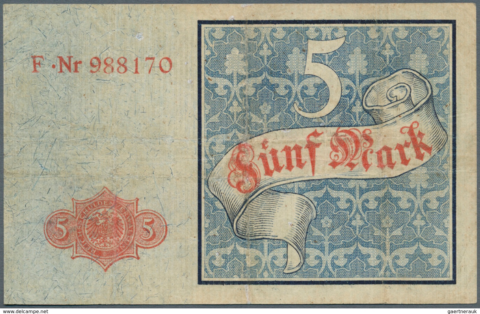Deutschland - Deutsches Reich Bis 1945: 5 Mark 1882, Ro.6 In Hübscher Gebrauchter Erhaltung Mit Klei - Otros & Sin Clasificación