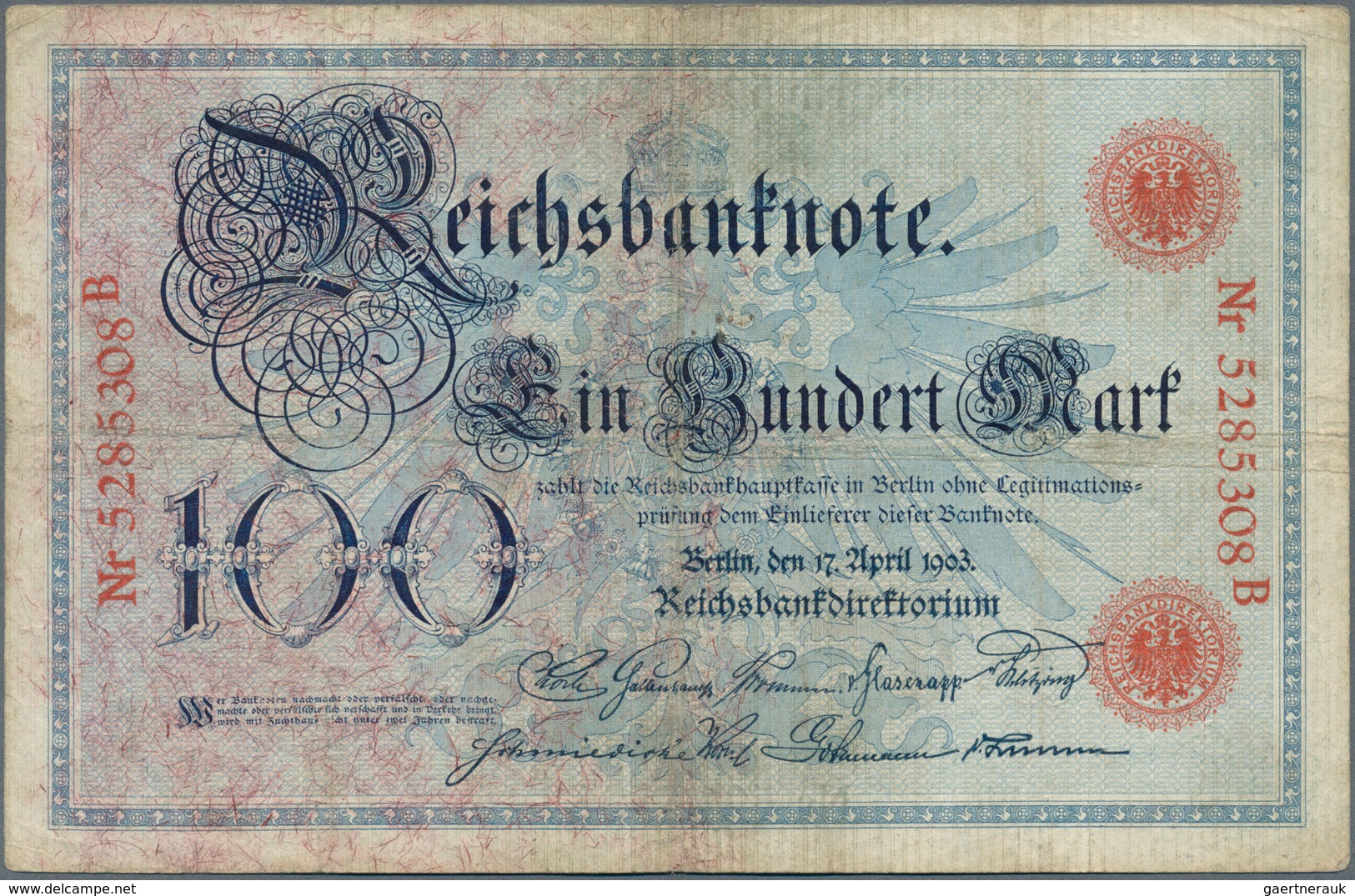 Deutschland - Deutsches Reich Bis 1945: Set Mit 4 Noten 100 Mark 1898 Ro.17 In F-, 100 Mark 1903 Ro. - Other & Unclassified