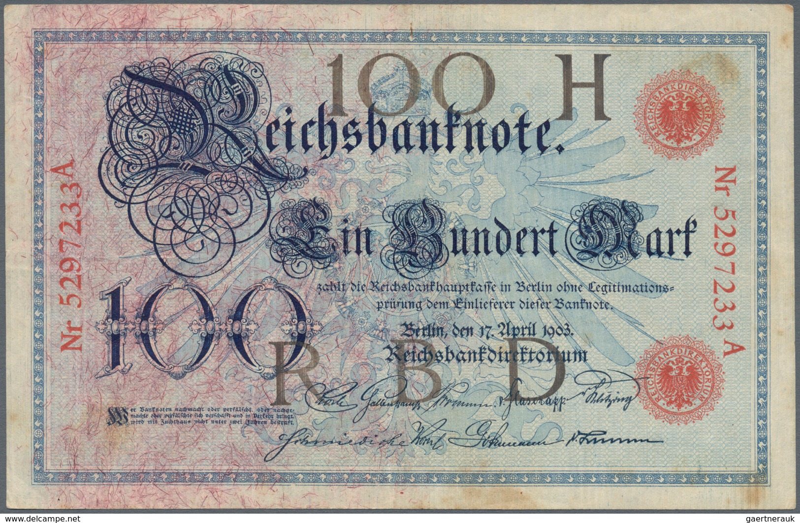 Deutschland - Deutsches Reich Bis 1945: 20 Mark 1903, Ro.20, Buchstaben In Schwarz-grau, Mehrere Kni - Autres & Non Classés