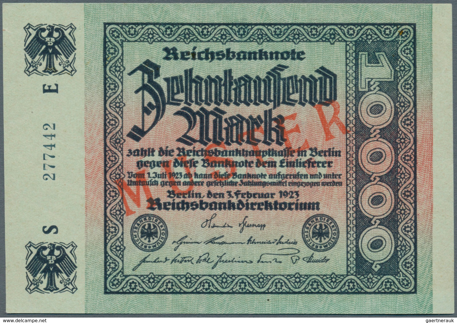 Deutschland - Deutsches Reich Bis 1945: 10.000 Mark 1923 Mit Regulärer Seriennummer Und Rotem Überdr - Altri & Non Classificati