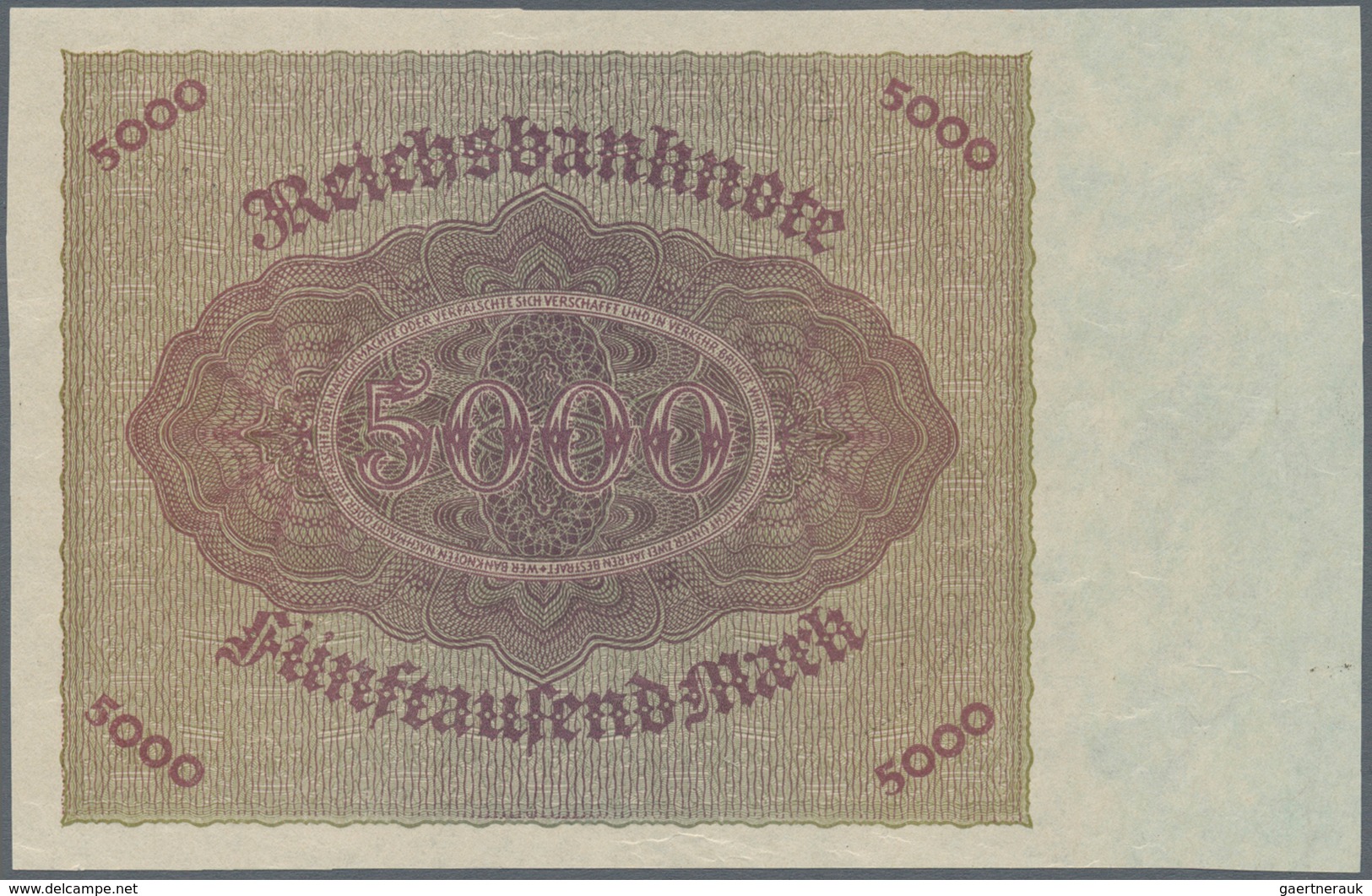 Deutschland - Deutsches Reich Bis 1945: 5000 Mark 1923, Nicht Verausgabt, Ro.86, Kassenfrisch Aus Or - Sonstige & Ohne Zuordnung