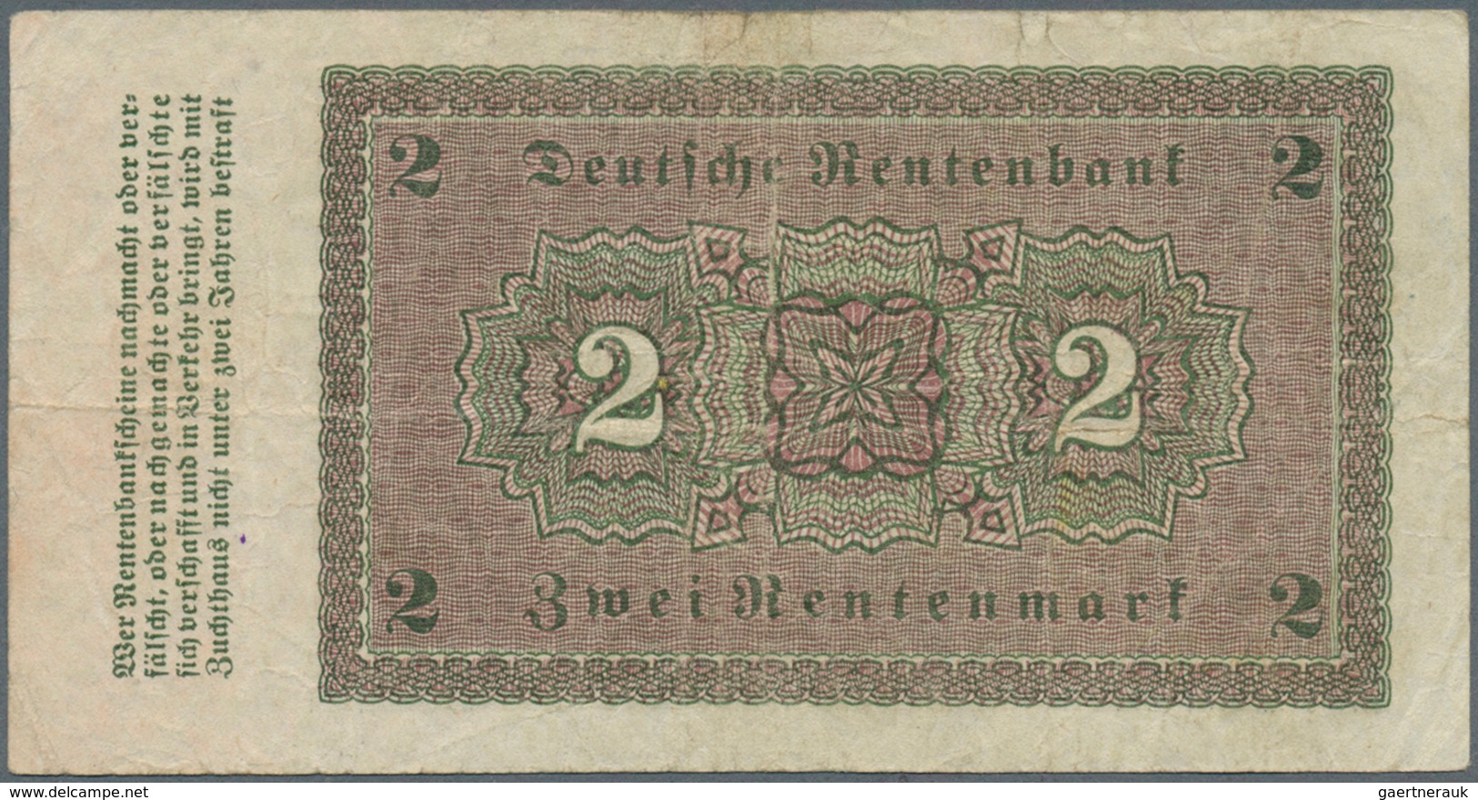 Deutschland - Deutsches Reich Bis 1945: Deutsche Rentenbank, Set Mit 4 Banknoten 1, 2 Und 5 Rentenma - Altri & Non Classificati