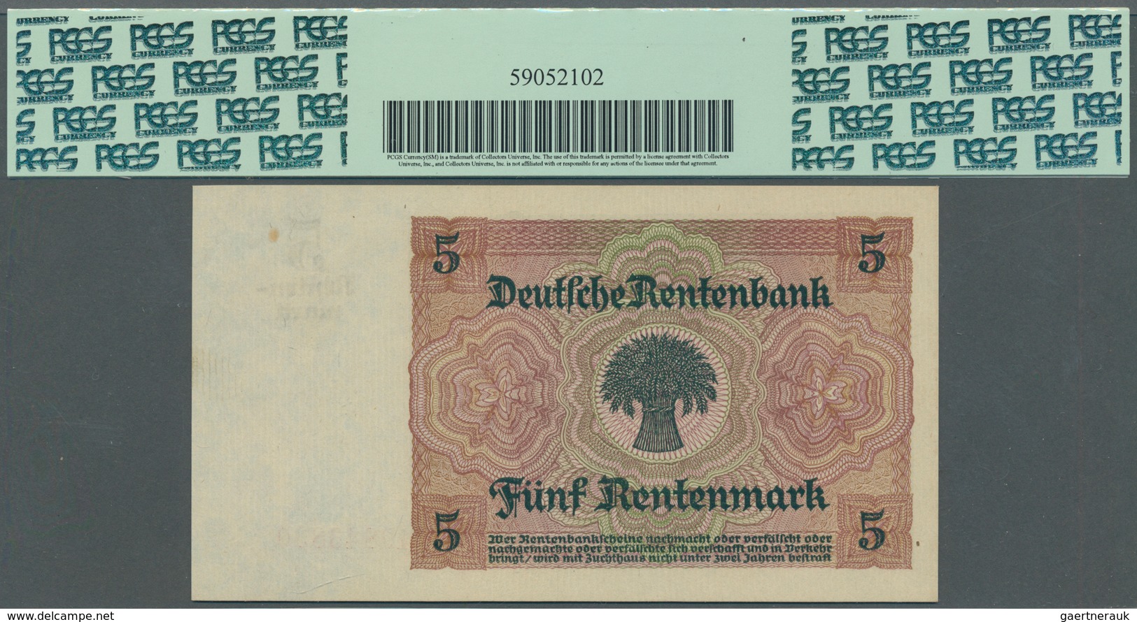 Deutschland - Deutsches Reich Bis 1945: 5 Rentenmark 1926, Ro.164b, Kleine Flecken Am Oberen Rand, P - Altri & Non Classificati