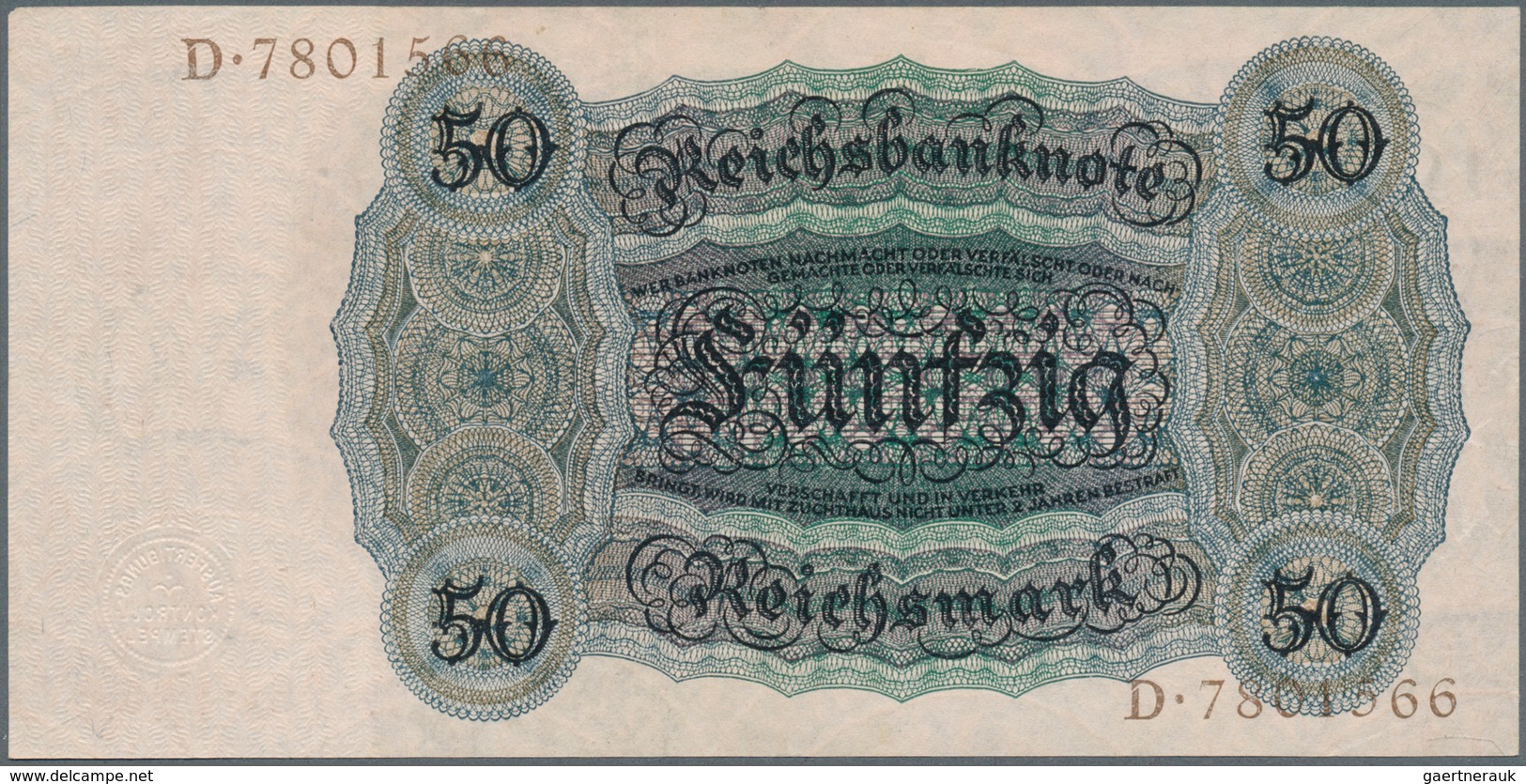 Deutschland - Deutsches Reich Bis 1945: 50 Reichsmark 1924, Ro.170a, Winziger Papierfehler Oben Rech - Otros & Sin Clasificación