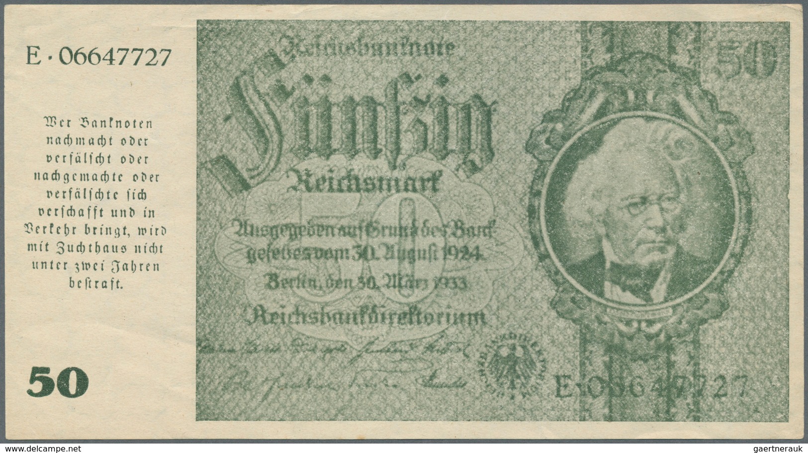 Deutschland - Deutsches Reich Bis 1945: 50 Reichsmark Schörner Notgeldausgabe 1945 Ro 180, Ungefalte - Altri & Non Classificati