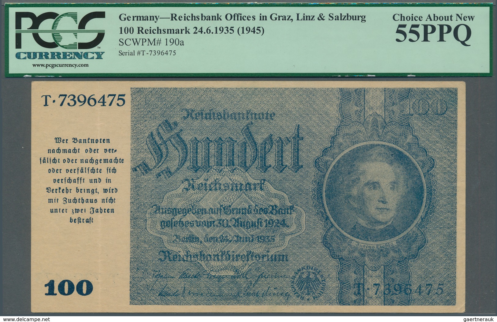 Deutschland - Deutsches Reich Bis 1945: 100 Reichsmark "Schörner" 1945, Ro.182, Senkrechter Mittelkn - Altri & Non Classificati