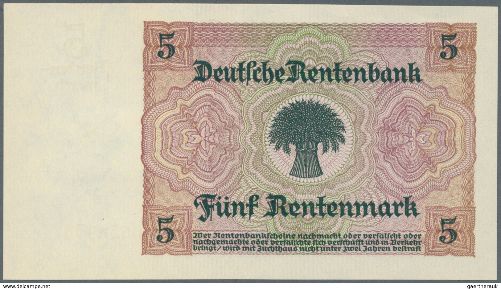 Deutschland - Deutsches Reich Bis 1945: 5 Rentenmark 1926 Mit Marke Von 1948 Ro 332a, In Erhaltung: - Otros & Sin Clasificación