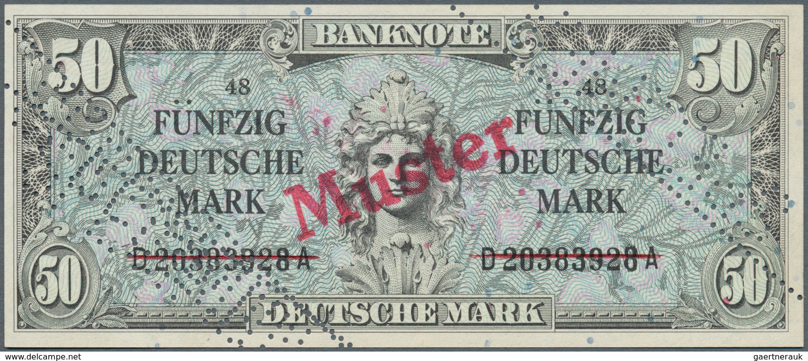 Deutschland - Bank Deutscher Länder + Bundesrepublik Deutschland: 50 DM 1948, Liberty, Mit Perforati - Andere & Zonder Classificatie