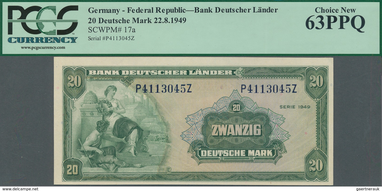 Deutschland - Bank Deutscher Länder + Bundesrepublik Deutschland: 20 DM 1949, Ro.260 In Kassenfrisch - Andere & Zonder Classificatie