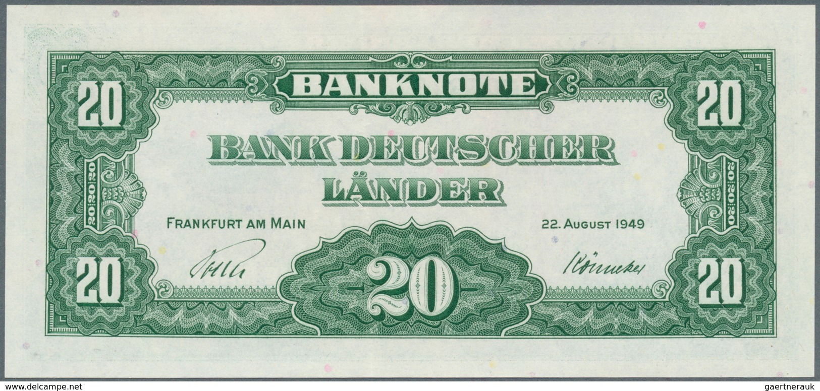 Deutschland - Bank Deutscher Länder + Bundesrepublik Deutschland: 20 DM 1949, Ro.260, Leichter Mitte - Autres & Non Classés