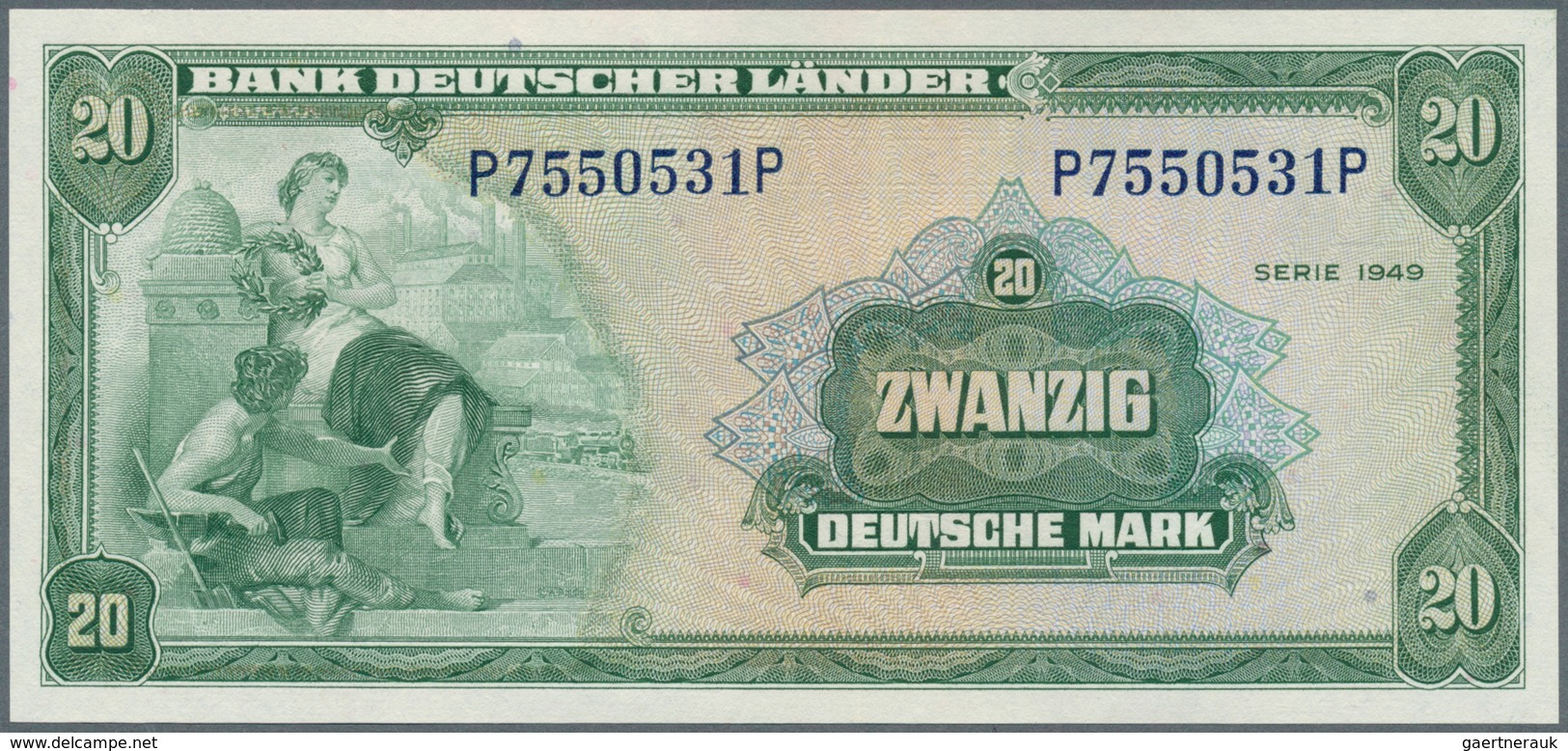 Deutschland - Bank Deutscher Länder + Bundesrepublik Deutschland: 20 DM 1949, Ro.260, Leichter Mitte - Sonstige & Ohne Zuordnung