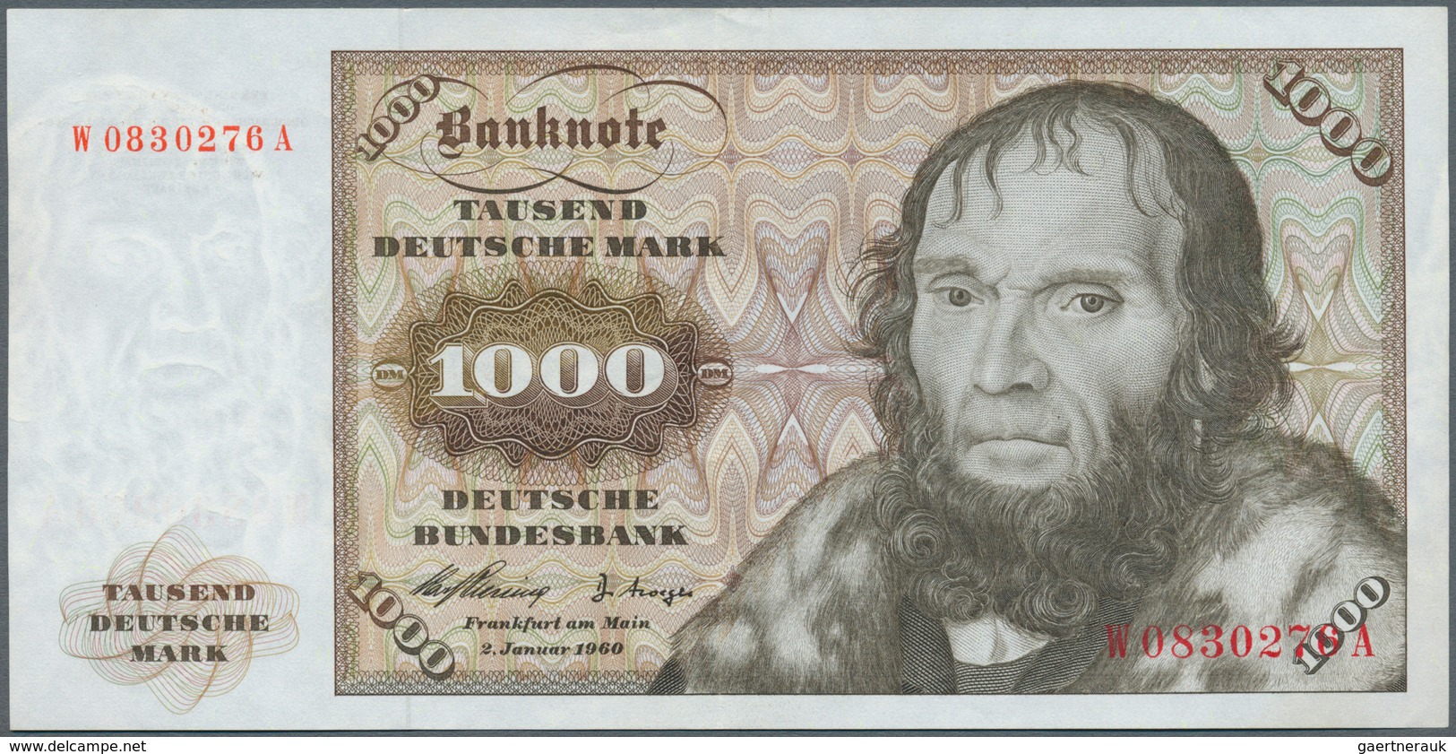 Deutschland - Bank Deutscher Länder + Bundesrepublik Deutschland: 1000 DM 1960, Ro.268a In Sehr Schö - Andere & Zonder Classificatie