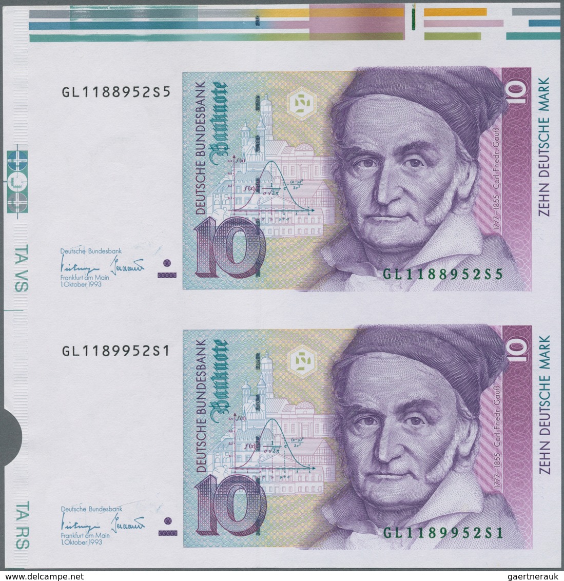 Deutschland - Bank Deutscher Länder + Bundesrepublik Deutschland: Zwei Banknoten Zu 10 DM 1993 Auf U - Andere & Zonder Classificatie