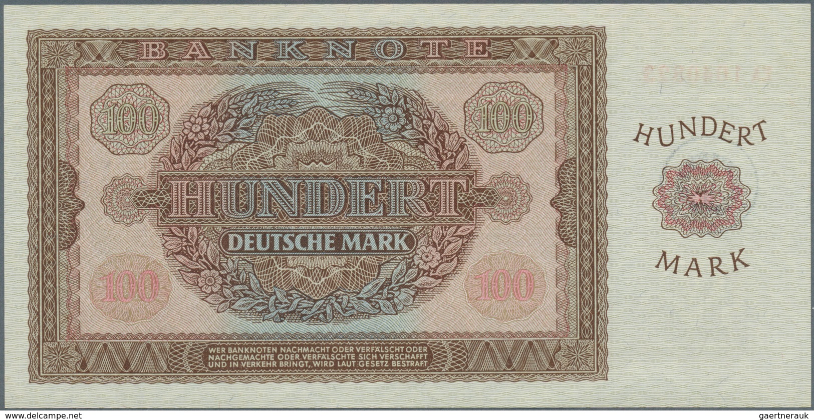 Deutschland - DDR: Seltene Banknote Zu 100 Mark 1955 Militärgeld Ro 378a Mit Handstempel Der NVA Auf - Autres & Non Classés