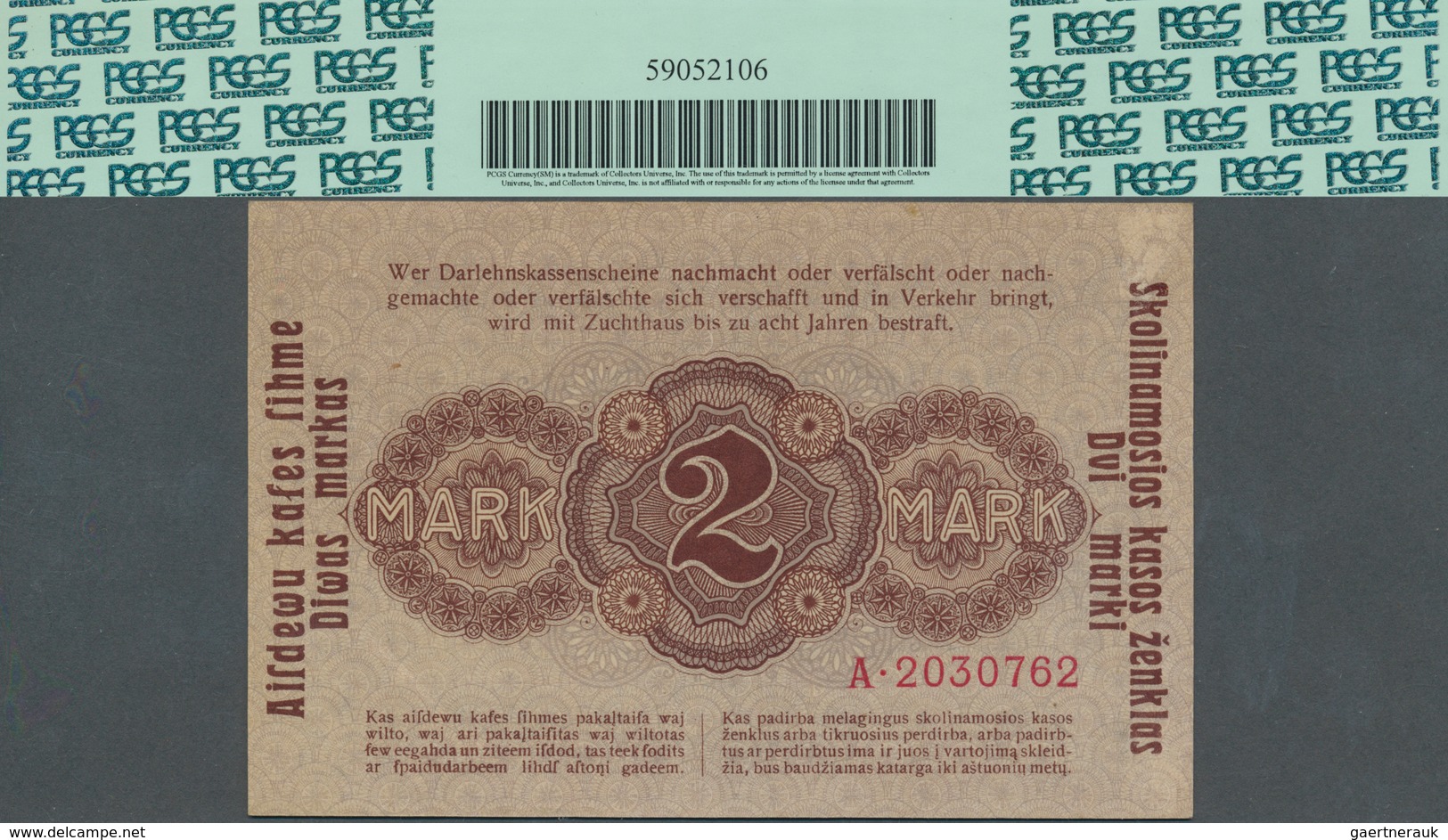 Deutschland - Nebengebiete Deutsches Reich: Darlehenskasse Ost - Kowno, 2 Mark 1918, Ro.466, Kleine - Altri & Non Classificati