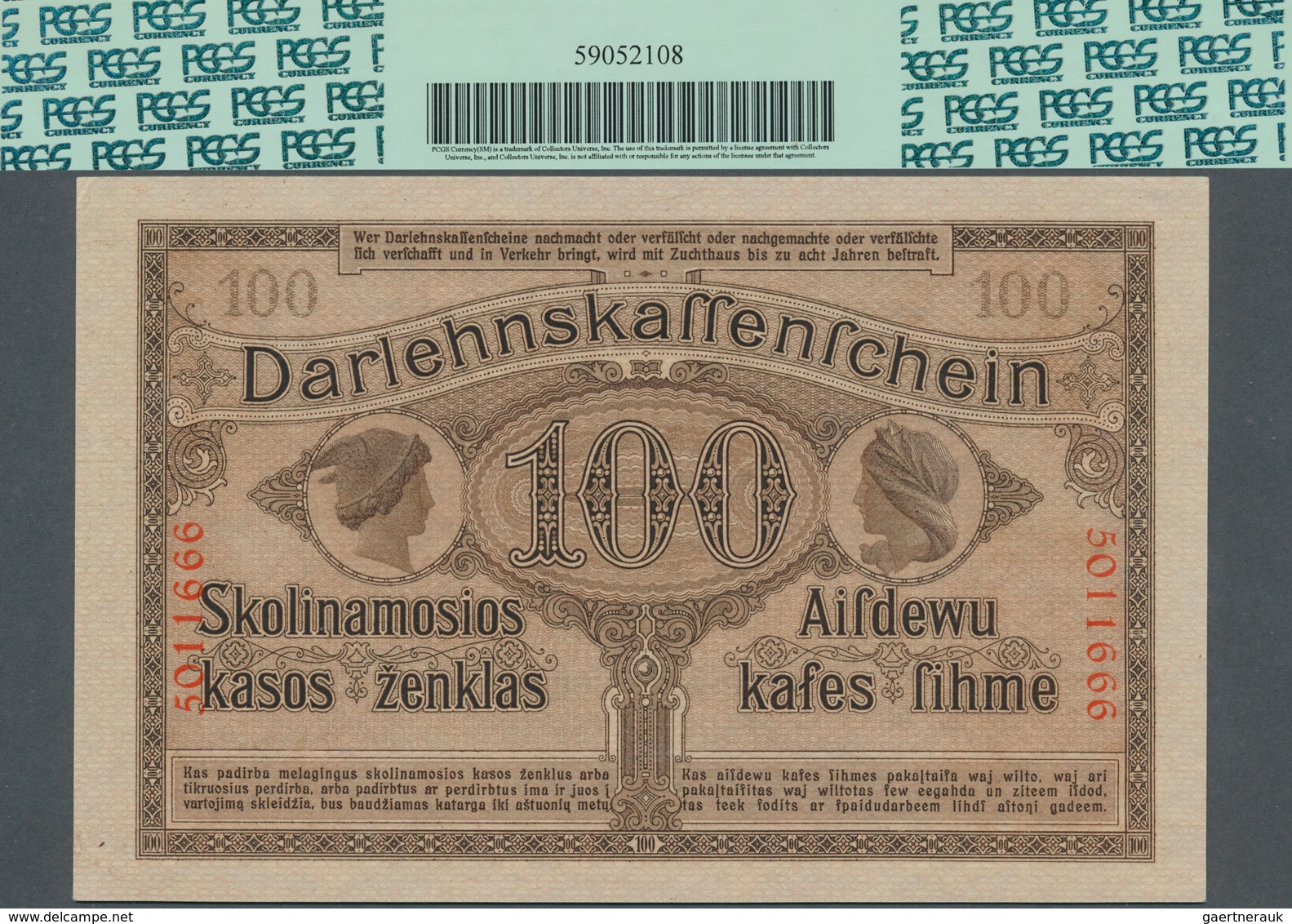 Deutschland - Nebengebiete Deutsches Reich: Darlehenskasse Ost - Kowno, 100 Mark 1918, Kassenfrisch - Andere & Zonder Classificatie