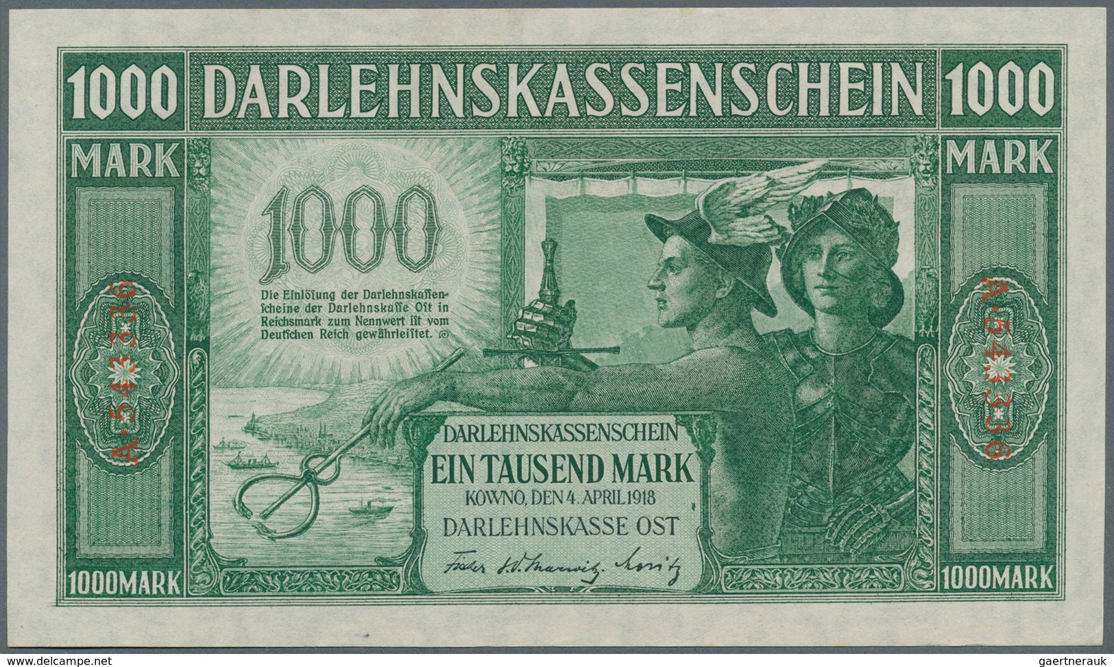 Deutschland - Nebengebiete Deutsches Reich: Darlehenskassenschein 1000 Mark 1918 Mit 6-stelliger Ken - Autres & Non Classés