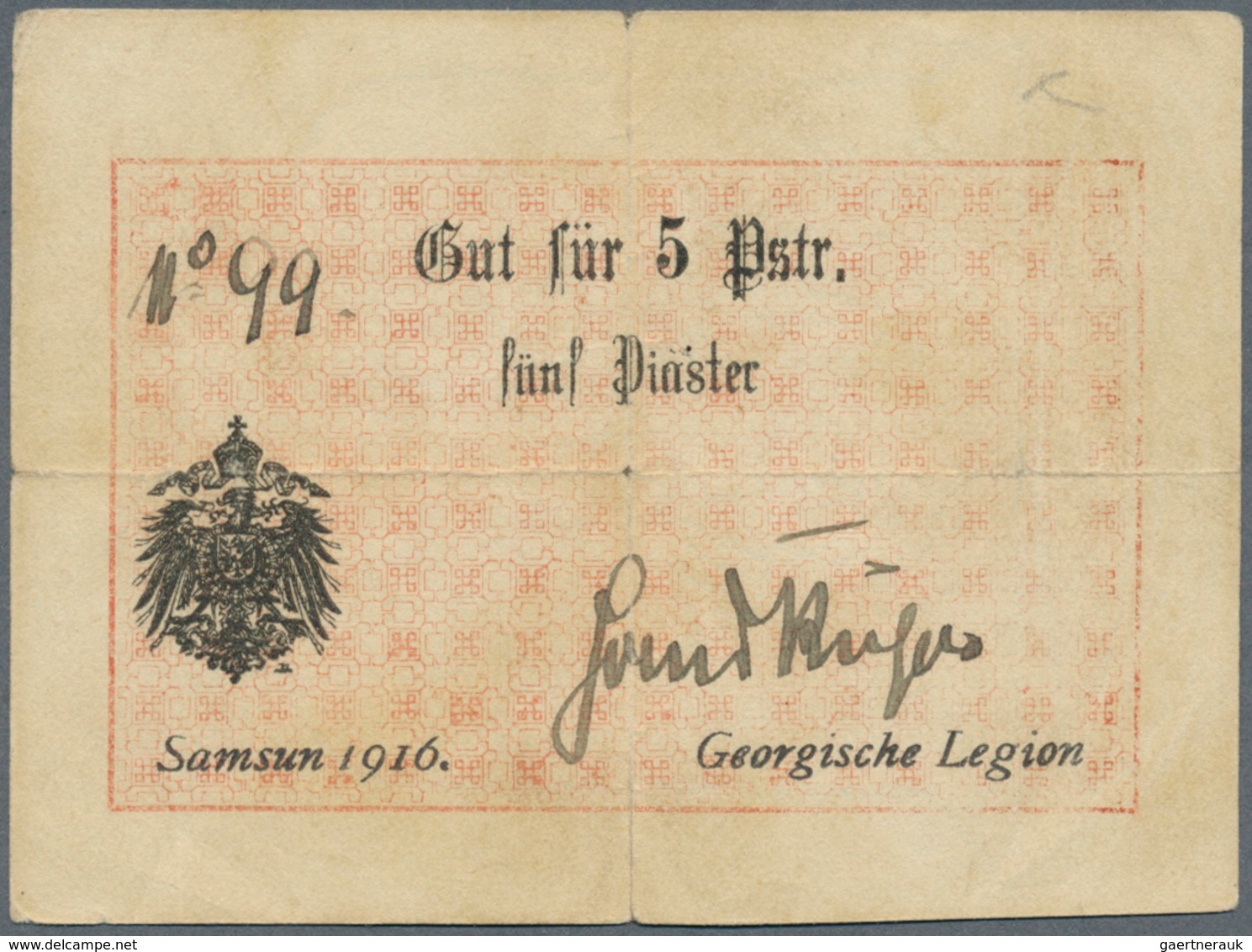 Deutschland - Nebengebiete Deutsches Reich: 5 Piaster 1916 Georgische Legion Ro 484a, Starke Mittel - Otros & Sin Clasificación
