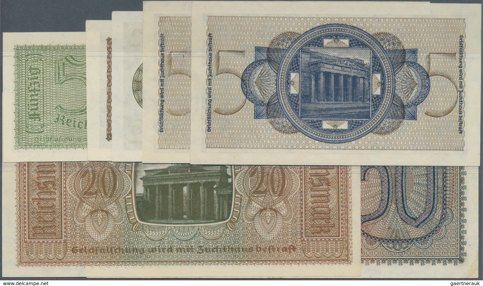 Deutschland - Nebengebiete Deutsches Reich: Set Mit 7 Banknoten Reichskreditkasse Mit 50 Reichspfenn - Altri & Non Classificati