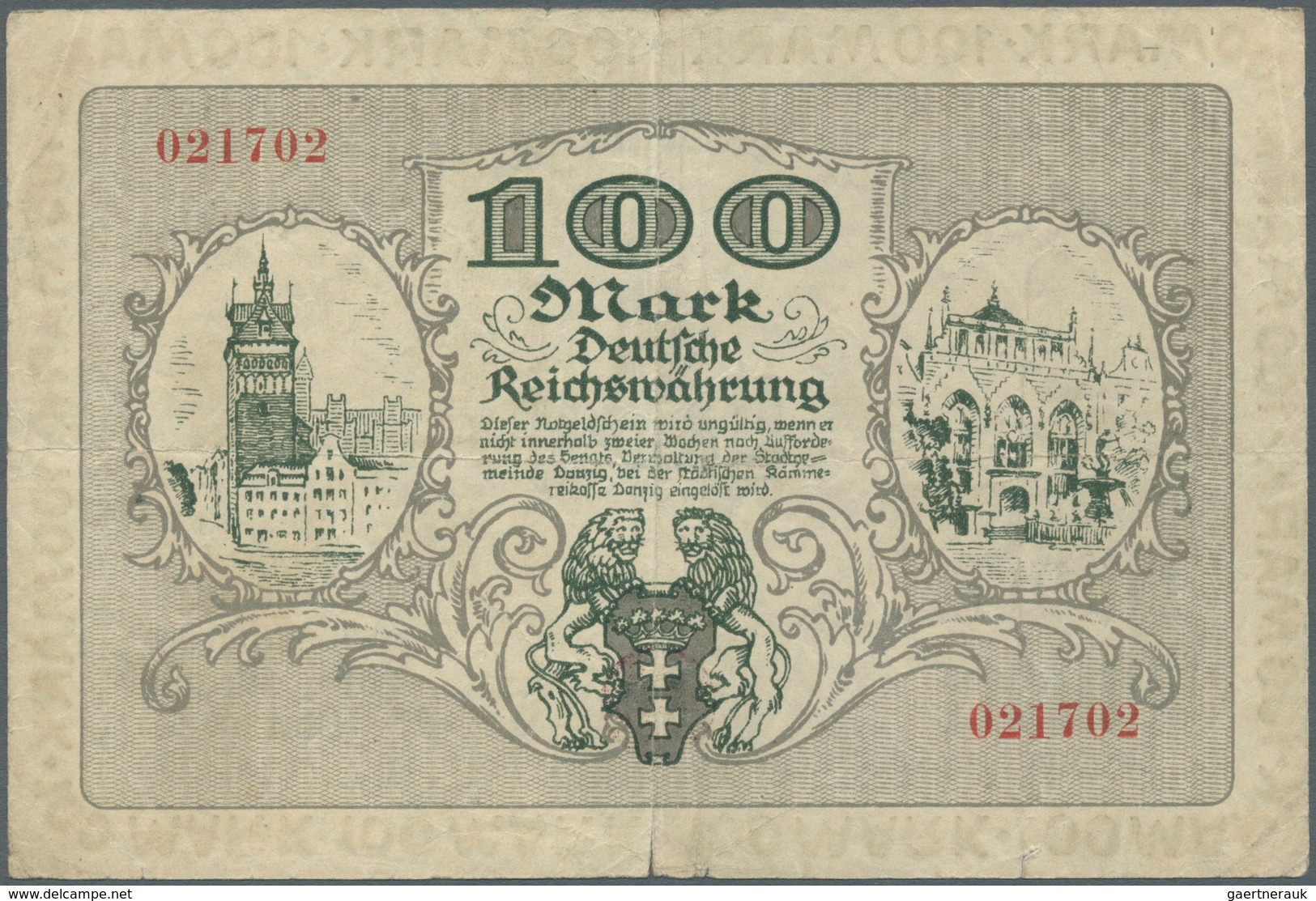 Deutschland - Nebengebiete Deutsches Reich: 100 Mark Danzig 1922, Ro.792, Mehrere Knicke Und Kleine - Altri & Non Classificati