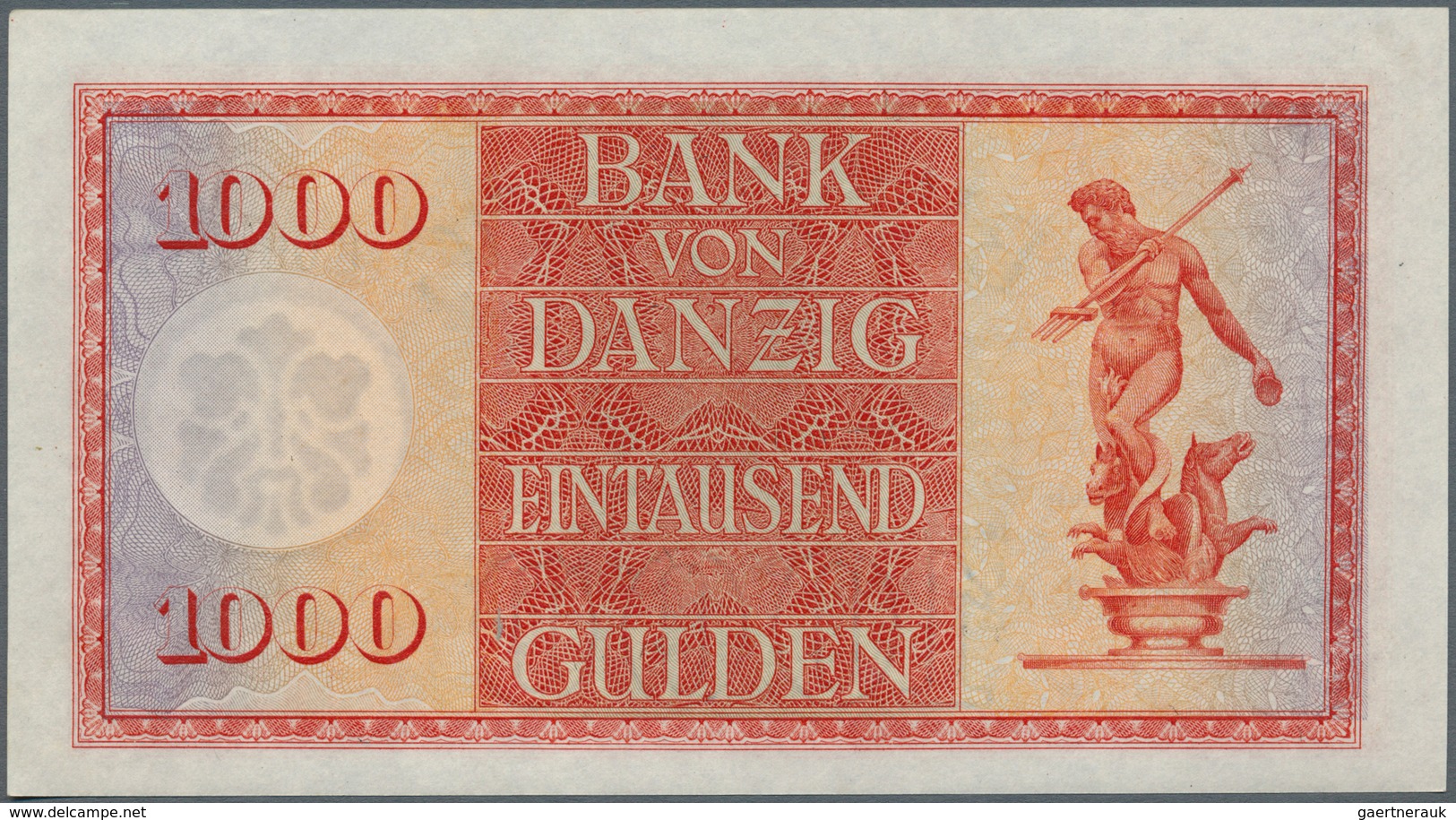 Deutschland - Nebengebiete Deutsches Reich: Danzig: 1000 Gulden 1924, Ro.837, Klebespuren Links Oben - Otros & Sin Clasificación