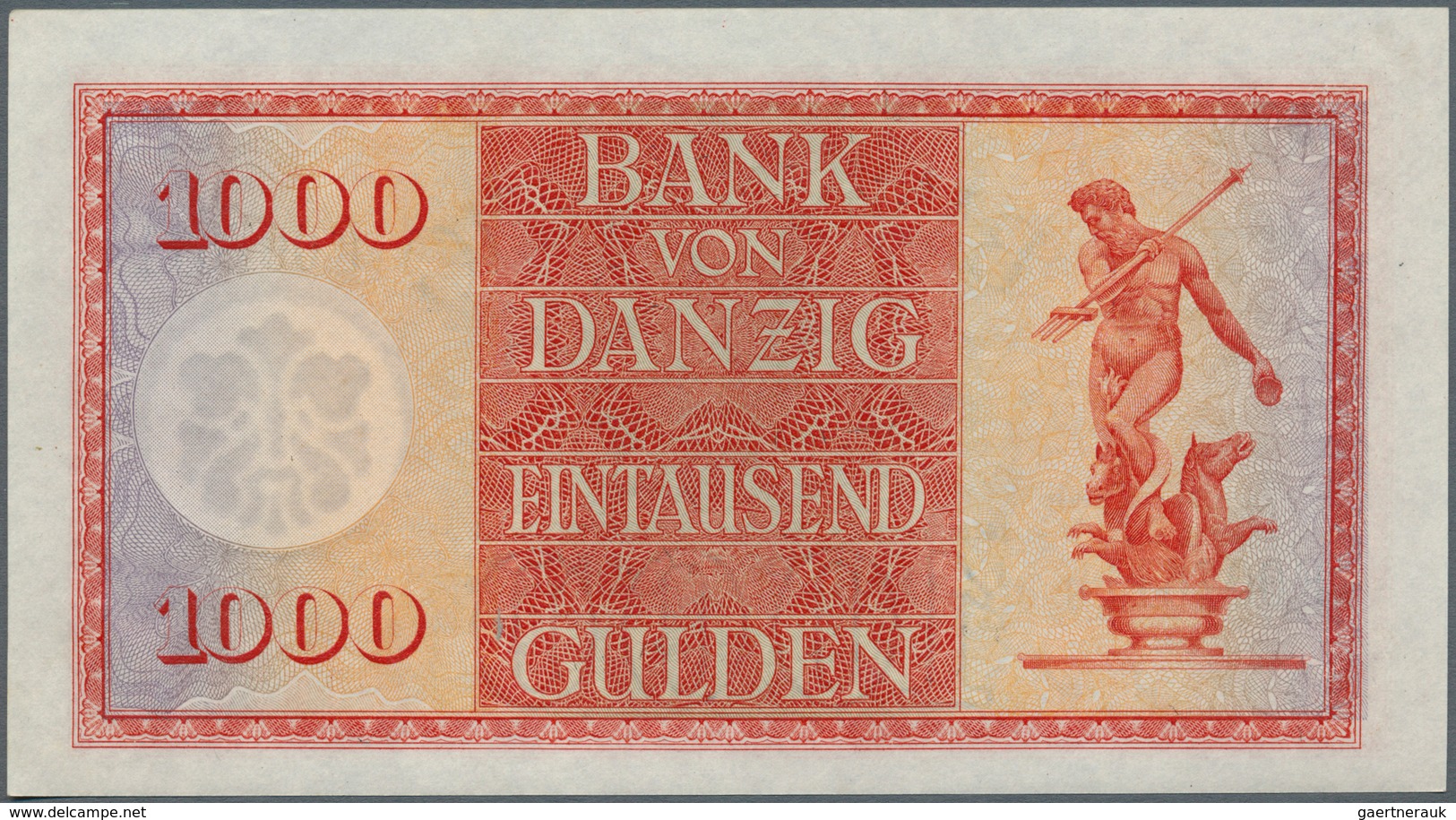 Deutschland - Nebengebiete Deutsches Reich: Danzig: 1000 Gulden 1924, Ro.837, Klebespuren Links Oben - Autres & Non Classés