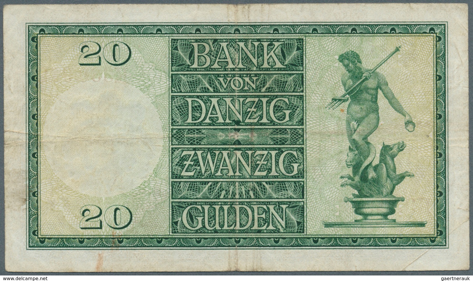 Deutschland - Nebengebiete Deutsches Reich: Danzig: 20 Gulden 1937, Ro.844a, Gebraucht Mit Flecken U - Otros & Sin Clasificación