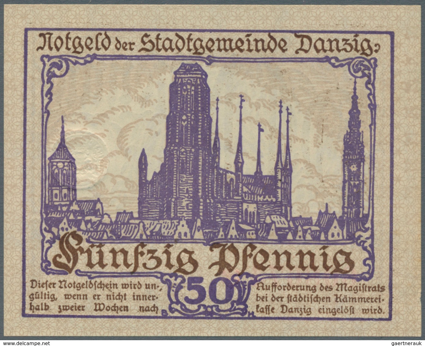 Deutschland - Nebengebiete Deutsches Reich: 50 Pfennig Stadtgemeinde Danzig 1919, P.11 Mit Leicht Be - Sonstige & Ohne Zuordnung
