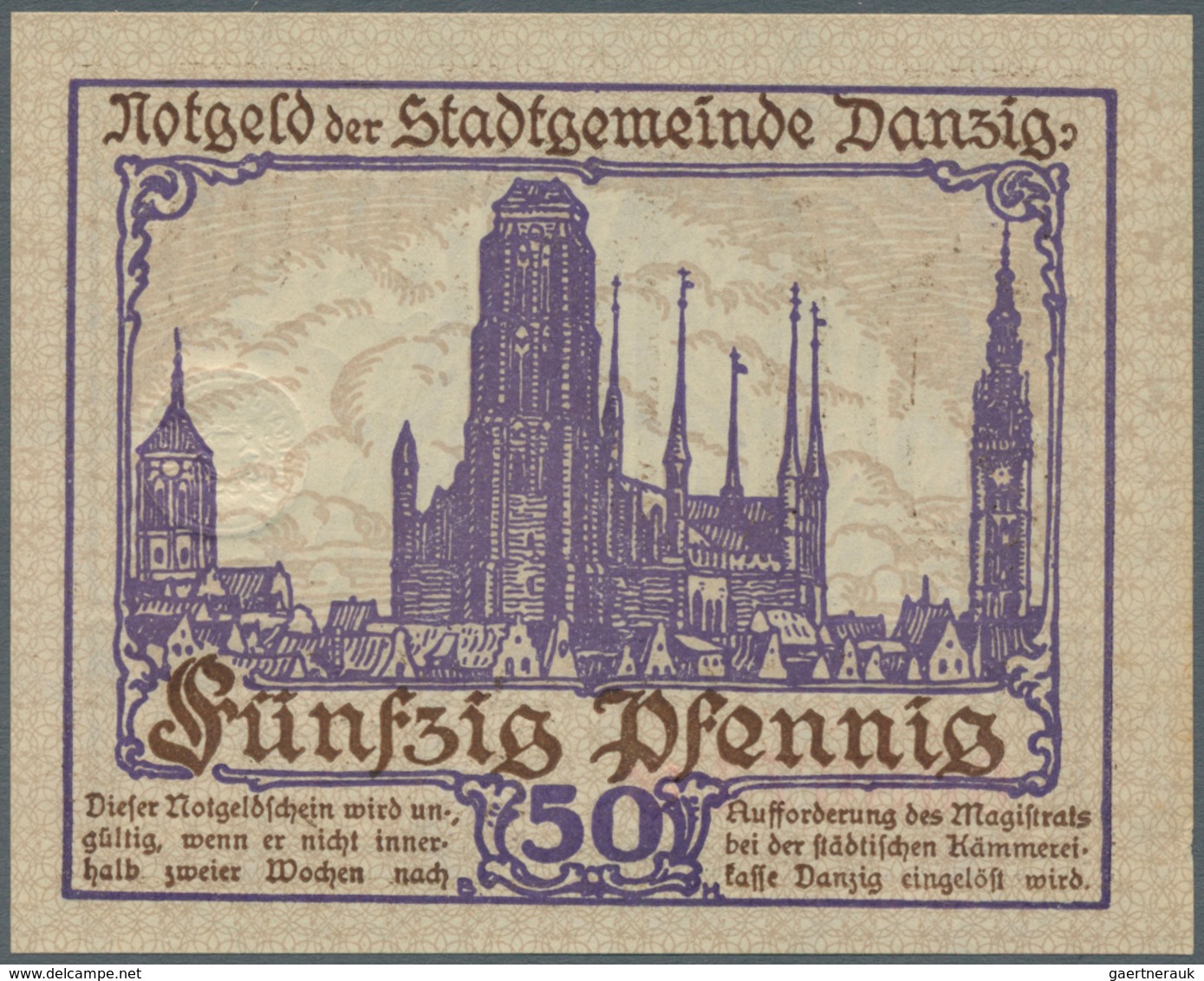 Deutschland - Nebengebiete Deutsches Reich: 50 Pfennig Stadtgemeinde Danzig 1919, P.11 Mit Leicht Be - Autres & Non Classés