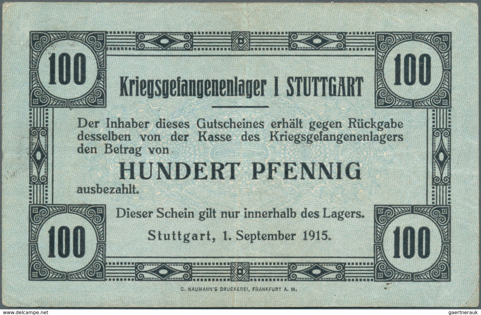 Deutschland - Konzentrations- Und Kriegsgefangenenlager: Stuttgart, Kriegsgefangenenlager I, Je 2 X - Altri & Non Classificati