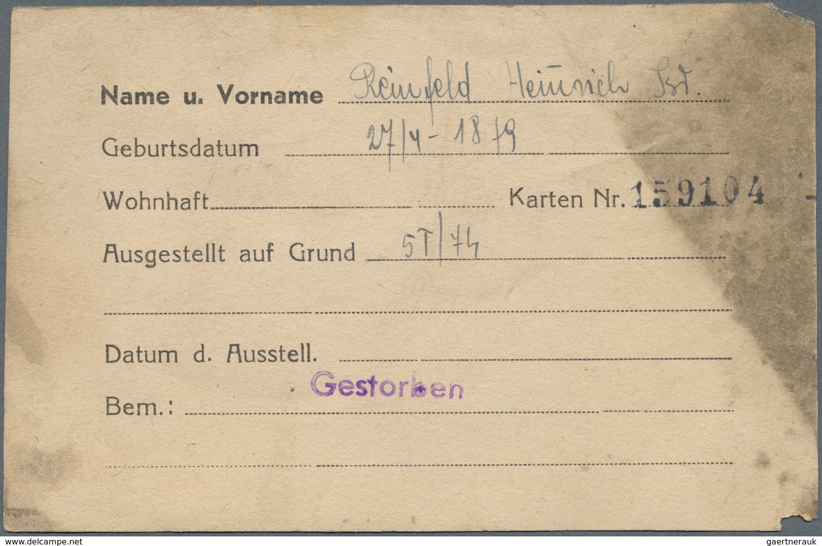 Deutschland - Konzentrations- und Kriegsgefangenenlager: Litzmannstadt Ghetto, Posten mit 13 Rations
