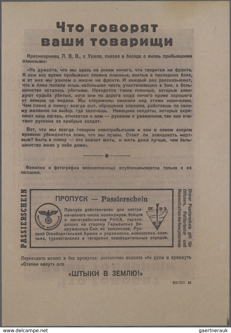 Deutschland - Konzentrations- Und Kriegsgefangenenlager: Posten Mit 9 Original Überläuferausweisen U - Altri & Non Classificati