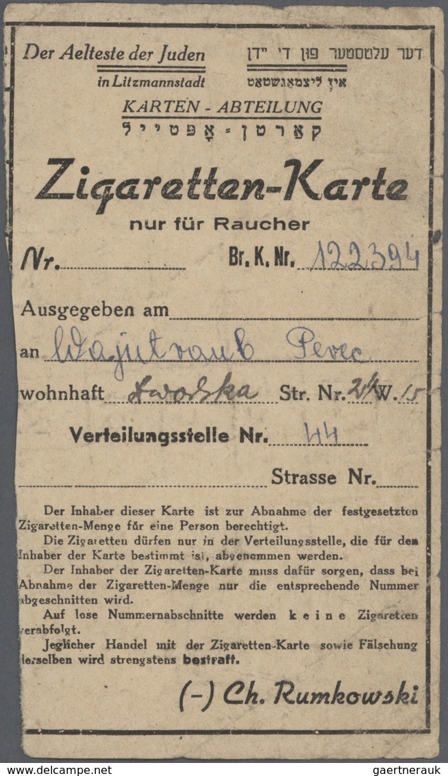 Deutschland - Konzentrations- Und Kriegsgefangenenlager: Litzmannstadt Ghetto, Posten Mit 6 Rationsk - Altri & Non Classificati