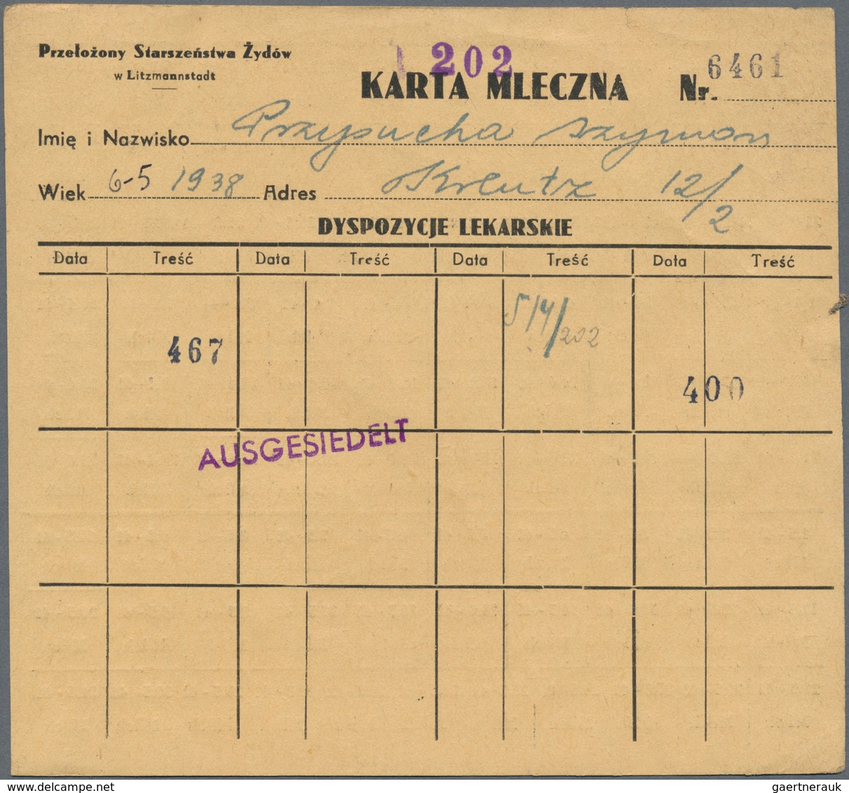 Deutschland - Konzentrations- Und Kriegsgefangenenlager: Litzmannstadt Ghetto, Posten Mit 10 Rations - Altri & Non Classificati