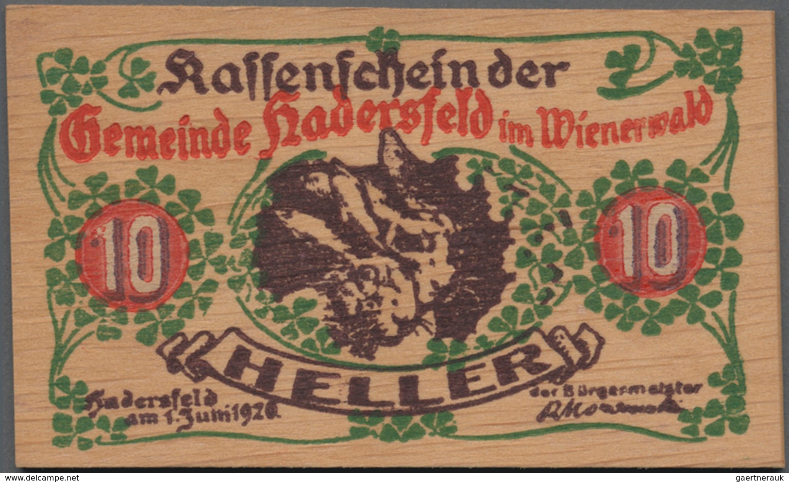 Deutschland - Notgeld Besonderer Art: Hadersfeld Im Wienerwald (Österreich), Gemeinde, 10, 20, 50 He - Autres & Non Classés